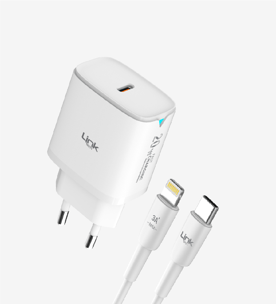 LINKTECH C308 Safe Tip-C Lightning Kablolu 20W Hızlı Şarj Cihazı