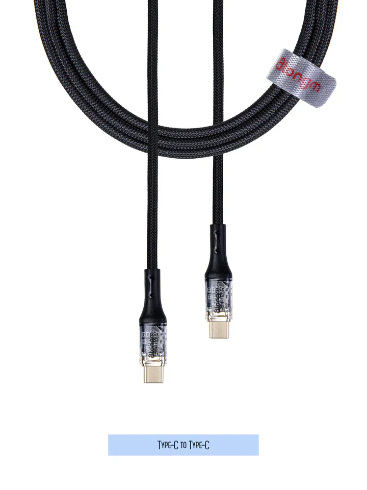ATONGM TYPE-C TO TYPE-C ŞEFFAF KABLO 9A/60W HIZLI ŞARJ KABLOSU ÖRGÜLÜ KIRILMAZ KABLO ( AKILLI ÇİP TEKNOLOJİLİ )