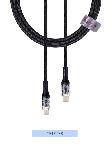 ATONGM TYPE-C TO TYPE-C ŞEFFAF KABLO 9A/60W HIZLI ŞARJ KABLOSU ÖRGÜLÜ KIRILMAZ KABLO ( AKILLI ÇİP TEKNOLOJİLİ )