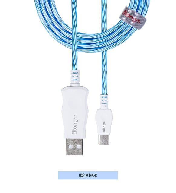 ATONGM LİGHT USB C TİPİ KABLO HIZLI ŞARJ VERİ KABLOSU IŞIKLI 3.0/2.0 (1.2M)