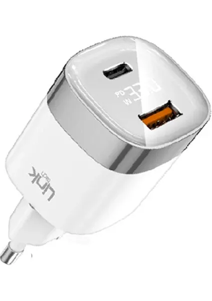 LINKTECH G827 SUPPER SİLİCON TECH 33W GAN USB-A + USB-C ŞARJ ADAPTÖRÜ (BAŞLIK)