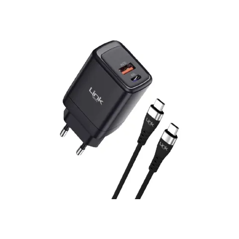 LINKTECH G865 PREMİUM 65W SUPER SI GAN USB+TYPE-C SARJ ALETİ TYPE-C KABLO SET