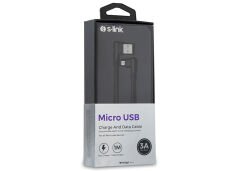 S-Link Swapp Sw-C555 1M 3A Micro Siyah Kılıflı Metal L Kablo