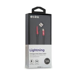 S-LİNK SWAPP SW-C670 3A LİGHTNING ÇAPRAZ UÇLU SİYAH/KIRMIZI ŞARJ KABLOSU -1M