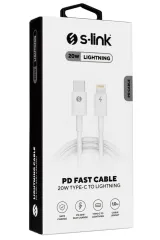 S-LINK SL-C120 1M PD TYPE C TO LIGHTNING 20W QUICK SUPER CHARGE HIZLI DATA VE ŞARJ KABLOSU