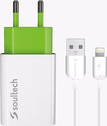 SOULTECH SC112B COMFORT 2100 MAH BEYAZ IPHONE SEYAHAT ŞARJ CİHAZI VE KABLO