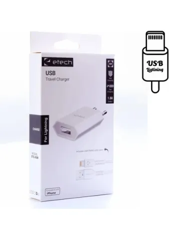E-TECH ETC-002B 1.0A 5W LIGHTNING-USB ŞARJ SET