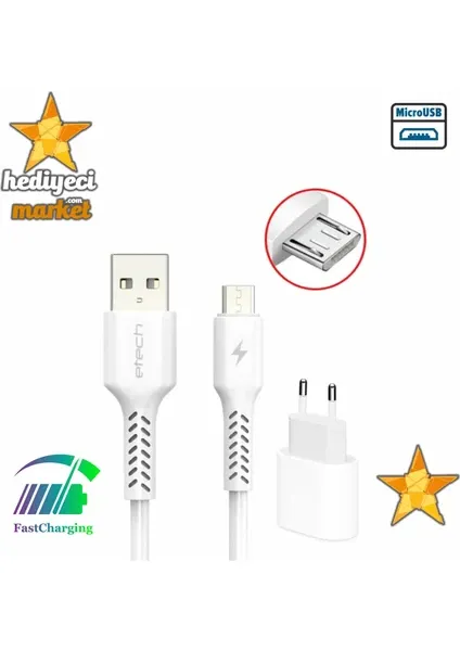 E-TECH ETC-010 3.0A 18W FAST MICRO-USB ŞARJ SETİ