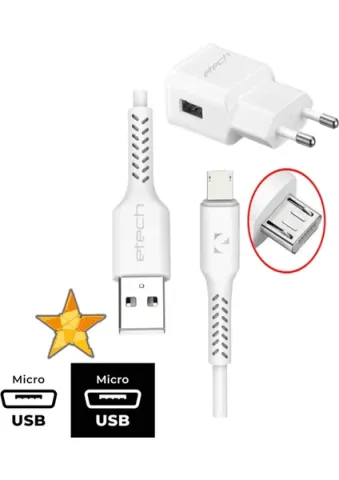 E-TECH ETC-013 2.1A 10W MICRO-USB ŞARJ SETİ
