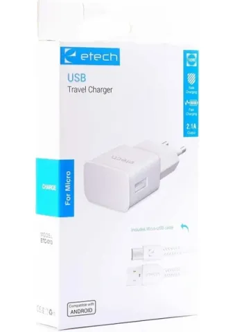 E-TECH ETC-013 2.1A 10W MICRO-USB ŞARJ SETİ