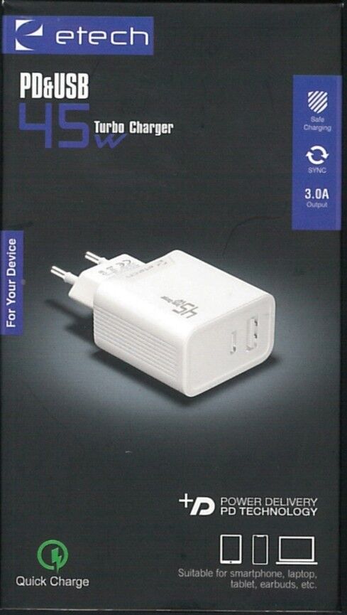 E-TECH ETC-007 PD@USB 45W TURBO CHARGER