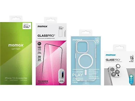 MOMAX iPhone 15 Pro Max Protection Bundle Set