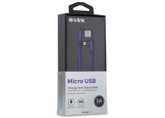 S-link Swapp SW-C555 3A - 15 cm Type-C Lacivert Kılıflı Metal -L- Kablo